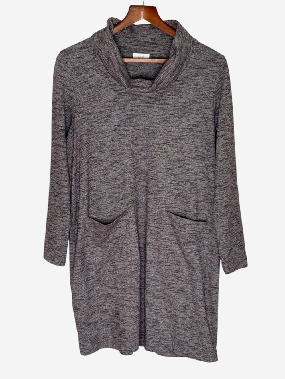 J Jill Pure Jill Soft-Touch Cowl Neck Tunic Dress • Heathered Plum • M Petite - Picture 1 of 8